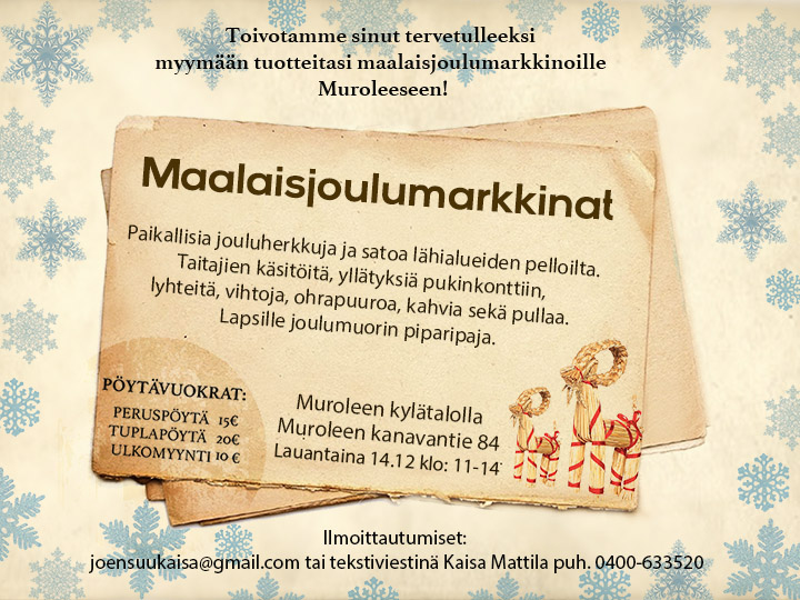 Joulumarkkinat myyjille 2019